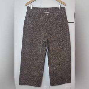 Old Navy Brown Leopard Print Wide Leg Jeans